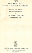 Cover of The Five Hundred Best English Letters