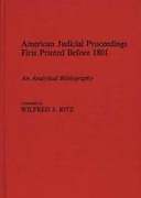 Cover of American Judicial Proceedings First Printed Before 1801