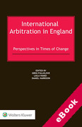 Cover of International Arbitration in England: Perspectives in Times of Change (eBook)