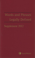 Cover of Words and Phrases Legally Defined 4th ed: 2012 Supplement