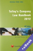 Cover of Tolley's Company Law Handbook 2012 20th ed (Book & eBook Pack)