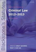 Cover of Blackstone's Statutes on Criminal Law 2012 - 2013