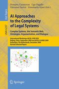 Cover of Artificial Intelligence Approaches to the Complexity of Legal Systems