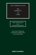 Cover of Dicey, Morris &#38; Collins The Conflict of Laws 16ed: 1st Supplement