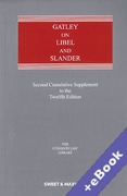 Cover of Gatley on Libel and Slander 12th ed: 2nd Supplement (Book & eBook Pack)