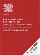 Cover of PACE: Police and Criminal Evidence Act 1984 - Codes of Practice A - F: August 2004