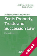 Cover of Avizandum Statutes on the Scots Property, Trusts and Succession Law 2026-2027 (eBook)