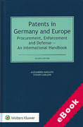 Cover of Patents in Germany and Europe: Procurement, Enforcement and Defense: An International Handbook (eBook)