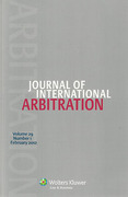 Cover of Journal of International Arbitration: Print Only