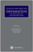 Cover of Duncan and Neill on Defamation and other Media and Communications Claims