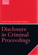 Cover of Disclosure in Criminal Proceedings