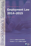 Cover of Blackstone's Statutes on Employment Law 2014 - 2015