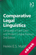 Cover of Comparative Legal Linguistics: Language of Law, Latin and Modern Lingua Francas (eBook)