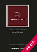 Cover of Terrell on the Law of Patents 19th ed: 3rd Supplement (eBook)