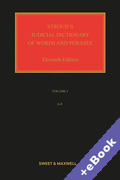 Cover of Stroud's Judicial Dictionary of Words and Phrases (Book &#38; eBook Pack)