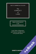 Cover of Dicey, Morris &#38; Collins The Conflict of Laws 16ed: 1st Supplement (Book &#38; eBook Pack)