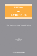 Cover of Phipson on Evidence 20th ed: 1st Supplement