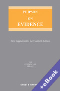 Cover of Phipson on Evidence 20th ed: 1st Supplement (Book &#38; eBook Pack)