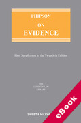 Cover of Phipson on Evidence 20th ed: 1st Supplement (eBook)