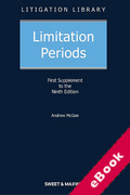 Cover of Limitation Periods 9th ed: 1st Supplement (eBook)