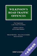 Cover of Wilkinson's Road Traffic Offences 31st ed: 1st Supplement (Book &#38; eBook Pack)