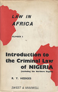 Cover of Introduction to the Criminal Law of Nigeria (excluding the Northern Region)