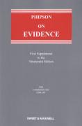 Cover of Phipson on Evidence 19th ed: 1st Supplement