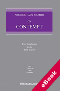 Cover of Arlidge, Eady & Smith on Contempt 5th ed: 1st Supplement (eBook)