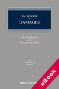 Cover of McGregor on Damages 21st ed: 1st Supplement (eBook)