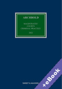 Cover of Archbold Magistrates' Courts Criminal Practice 2022 (Book & eBook Pack)