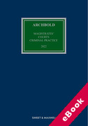 Cover of Archbold Magistrates' Courts Criminal Practice 2022 (eBook)
