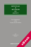 Cover of Bowstead & Reynolds On Agency 22nd ed: 1st Supplement (eBook)
