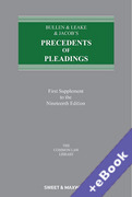 Cover of Bullen & Leake & Jacob's Precedents of Pleadings 19th ed: 1st Supplement (Book & eBook Pack)