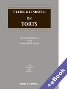 Cover of Clerk & Lindsell on Torts 23rd ed: 2nd Supplement (Book & eBook Pack)