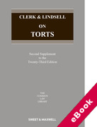 Cover of Clerk & Lindsell on Torts 23rd ed: 2nd Supplement (eBook)
