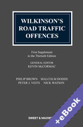 Cover of Wilkinson's Road Traffic Offences 30th ed: 1st Supplement (Book & eBook Pack)