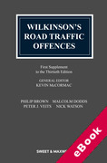 Cover of Wilkinson's Road Traffic Offences 30th ed: 1st Supplement (eBook)