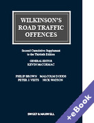 Cover of Wilkinson's Road Traffic Offences 30th ed: 2nd Supplement (Book & eBook Pack)