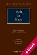 Cover of Lewin on Trusts 20th ed: 1st Supplement (eBook)