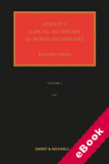 Cover of Stroud's Judicial Dictionary of Words and Phrases 11th ed with 2nd Supplement (eBook)