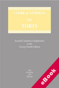 Cover of Clerk & Lindsell on Torts 24th ed: 2nd Supplement (eBook)