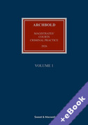 Cover of Archbold Magistrates' Courts Criminal Practice 2026 (Book & eBook Pack)