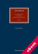 Cover of Archbold Magistrates' Courts Criminal Practice 2026 (eBook)