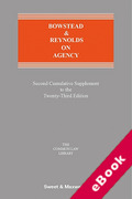 Cover of Bowstead and Reynolds on Agency 23rd ed: 2nd Supplement (eBook)