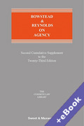 Cover of Bowstead and Reynolds on Agency 23rd ed: 2nd Supplement (Book & eBook Pack)