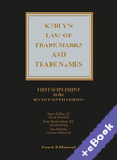 Cover of Kerly's Law of Trade Marks and Trade Names 17th ed: 1st Supplement (Book & eBook Pack)