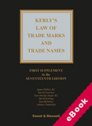Cover of Kerly's Law of Trade Marks and Trade Names 17th ed: 1st Supplement (eBook)