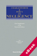 Cover of Charlesworth & Percy on Negligence 16th ed: 1st Supplement (eBook)
