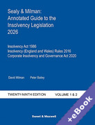 Cover of Sealy & Milman: Annotated Guide to the Insolvency Legislation 2026 Volumes 1 & 2 (Book & eBook Pack)