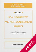 Cover of Social Security Legislation 2026/27 Volume I: Non Means Tested Benefits (eBook)